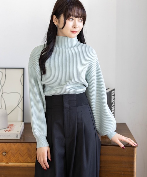 clear（クリア）の「ボトルネックゆるニットプルオーバー［大人 カジュアル 着回し力抜群］≪新色追加≫（ニット/セーター・レディース・ボルドー/アイボリー/ブラック/ブルーグレー/ライトグレー/ピンクベージュ/サックスブルー・F）」の5枚目の写真