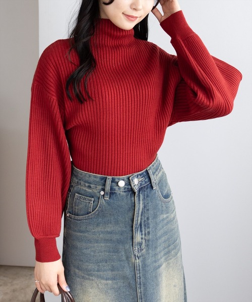 ニット　お値下げ中です ボトルネックゆるニットプルオーバー［大人 カジュアル 着回し力抜群