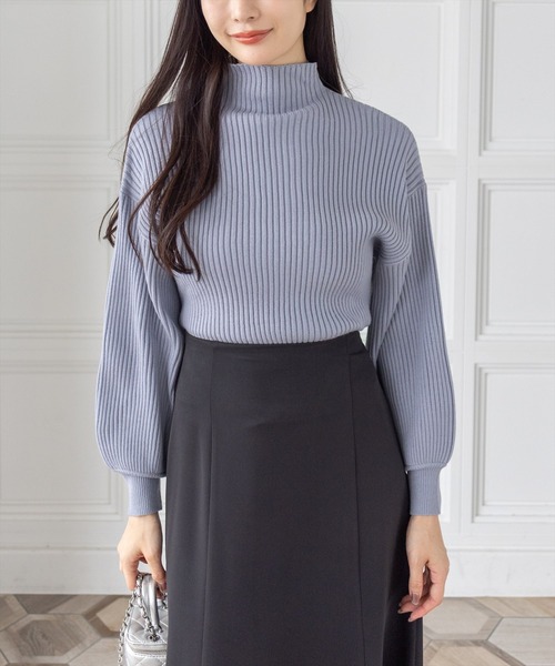 ボトルネックゆるニットプルオーバー［大人 カジュアル 着回し力抜群