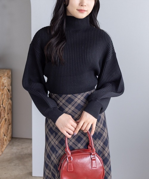 セール】ボトルネックゆるニットプルオーバー［大人 カジュアル 着回し