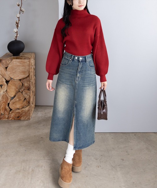 clear（クリア）の「ボトルネックゆるニットプルオーバー［大人 カジュアル 着回し力抜群］≪新色追加≫（ニット/セーター・レディース・ボルドー/アイボリー/ブラック/ブルーグレー/ライトグレー/ピンクベージュ/サックスブルー・F）」の19枚目の写真