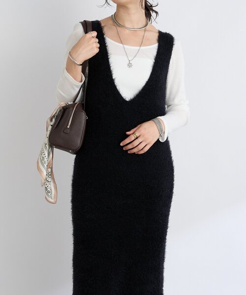 RIVE DROITE（リヴドロワ）の「【華やかな印象に】2wayフェザーワンピース（ワンピース・レディース・ブラック/ベージュ・FREE）」の7枚目の写真