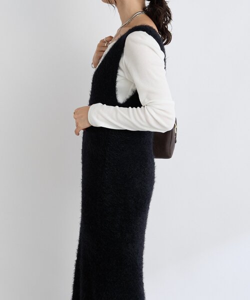 RIVE DROITE（リヴドロワ）の「【華やかな印象に】2wayフェザーワンピース（ワンピース・レディース・ブラック/ベージュ・FREE）」の8枚目の写真