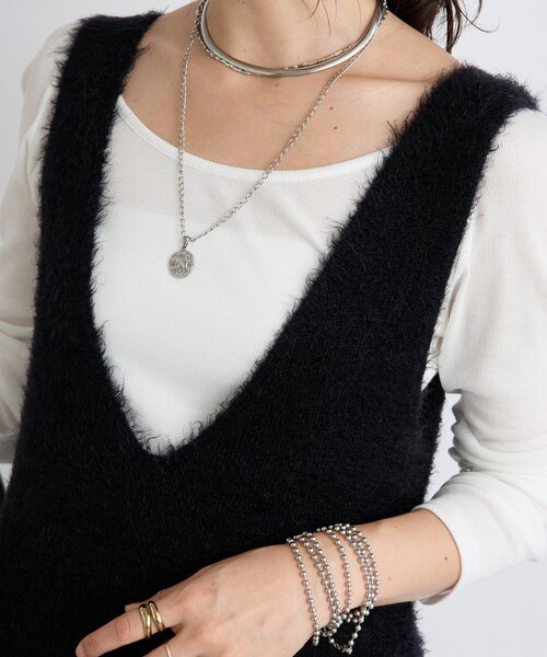 RIVE DROITE（リヴドロワ）の「【華やかな印象に】2wayフェザーワンピース（ワンピース・レディース・ブラック/ベージュ・FREE）」の10枚目の写真