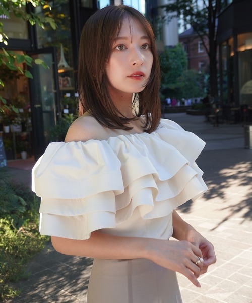 セール】パフフリルオフショルダートップス（シャツ/ブラウス）｜EIMY