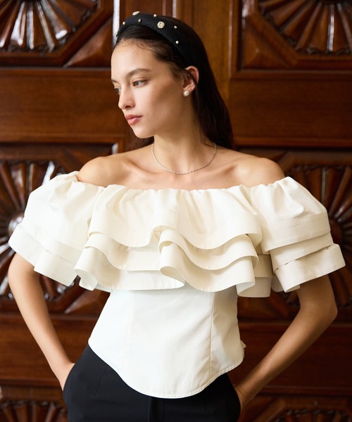 セール】パフフリルオフショルダートップス（シャツ/ブラウス）｜EIMY