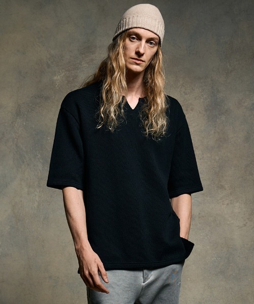 wjk(ダヴルジェイケイ)の「mko13202- comfy 2-way knit watch ニット帽(8992 kn30h)(ニットキャップ/ビーニー・メンズ・ブラック/ベージュ/チャコール・FREE)」の4枚目の写真