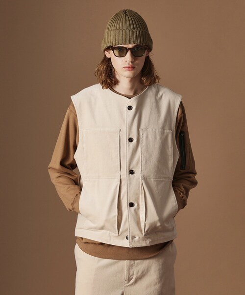 40ct&525(フォーティーカラッツアンドゴーニーゴ)の「【Sサイズ~】コーデュロイ4パッチポケットヴェスト(ベスト・メンズ・アイボリー/ブラック・02/03/01)」の2枚目の写真