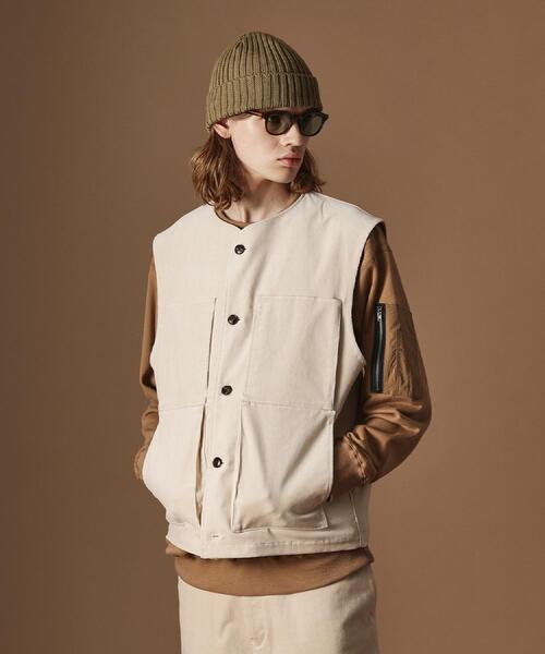 40ct&525(フォーティーカラッツアンドゴーニーゴ)の「【Sサイズ~】コーデュロイ4パッチポケットヴェスト(ベスト・メンズ・アイボリー/ブラック・02/03/01)」の15枚目の写真