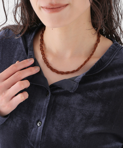 JOURNAL STANDARD relume（ジャーナルスタンダード　レリューム）の「RELUME 3レンガラスビーズネックレス（ネックレス・レディース・ブラウン/ブラック/ブルー/シルバー・FREE）」の12枚目の写真