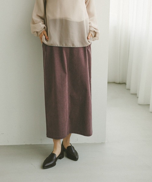 ✨美品✨45R✨コーデュロイ✨イージースカート✨KHAKI イージーケアコーデュロイスカート/575181（スカート）｜GLOBAL