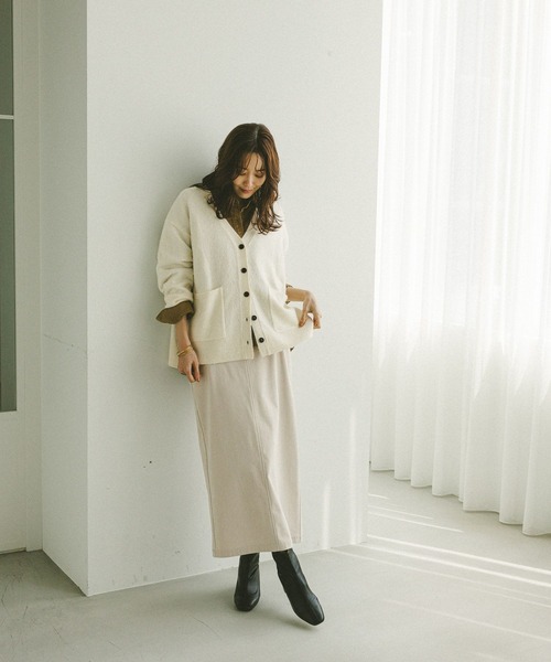 ✨美品✨45R✨コーデュロイ✨イージースカート✨KHAKI SHIPS スカート *「手洗い可能」ストレッチ コーデュロイ