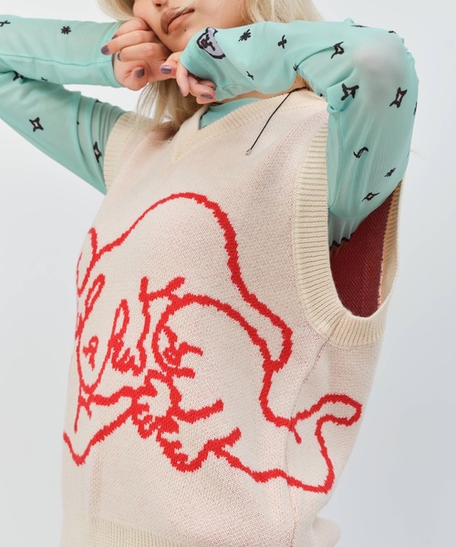 atmos pink（アトモスピンク）の「MARIA SAKURAI x atmos pink Ghost Knit Vest / マリア サクライ アトモス ピンク ゴースト ニット ベスト 【SP】（ベスト・レディース・ベージュ/グリーン/ブラウン・FREE）」の6枚目の写真