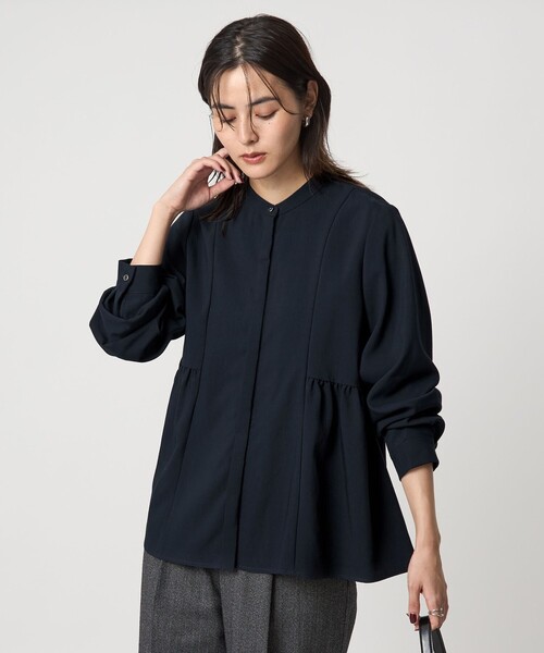 セール】スタンドカラー ペプラム ブラウス(シャツ/ブラウス)|green セール】スタンドカラー ペプラム ブラウス(シャツ/ブラウス)|green