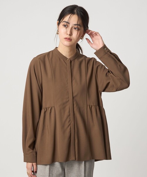 セール】スタンドカラー ペプラム ブラウス（シャツ/ブラウス）｜green