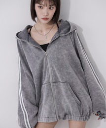 me+em select(ミームセレクト)の【 2color 】ピグメントヴィンテージ加工サイドラインジップアップパーカー / Pigment vintage side line zip-up hoodie(パーカー)