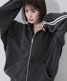 me+em select(ミームセレクト)の【 2color 】ピグメントヴィンテージ加工サイドラインジップアップパーカー / Pigment vintage side line zip-up hoodie(パーカー)
