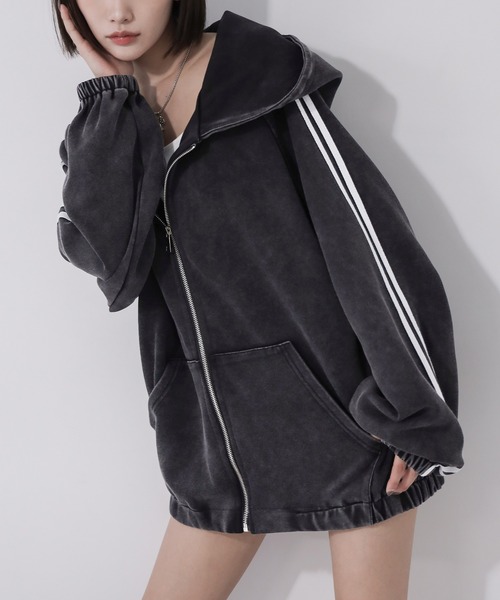 2color 】ピグメントヴィンテージ加工サイドラインジップアップ