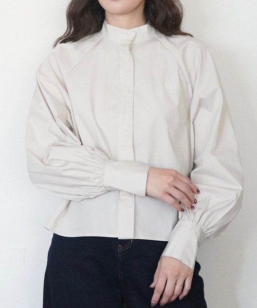 ZOZOMARKET(ゾゾマーケット)の「ラグランバンドカラークロップドブラウス-ZOZOMARKET by ハヤシアンナ(シャツ/ブラウス・レディース・ライトベージュ・マルチサイズ)」の3枚目の写真