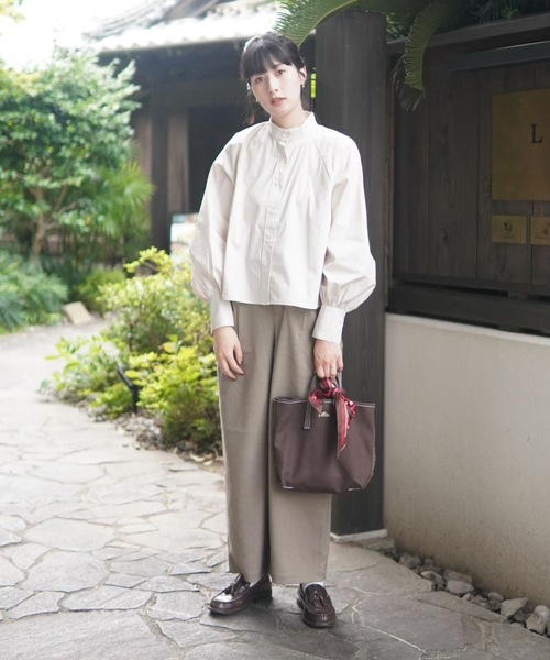 ZOZOMARKET(ゾゾマーケット)の「ラグランバンドカラークロップドブラウス-ZOZOMARKET by ハヤシアンナ(シャツ/ブラウス・レディース・ライトベージュ・マルチサイズ)」の9枚目の写真