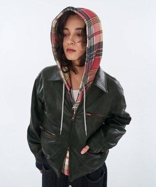 美品✨️アパルトモン　L2-B　ショートブルゾン　ジャケット　ヴィンテージデザイン ASTRONOMY ブルゾン アウター ヴィンテージ加工 PU合皮 A-2ショート