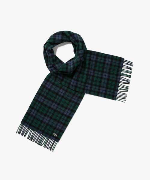 LACOSTE（ラコステ）の「メリノウールチェックマフラー（マフラー・メンズ・ネイビー/ブラック・FREE）」の3枚目の写真