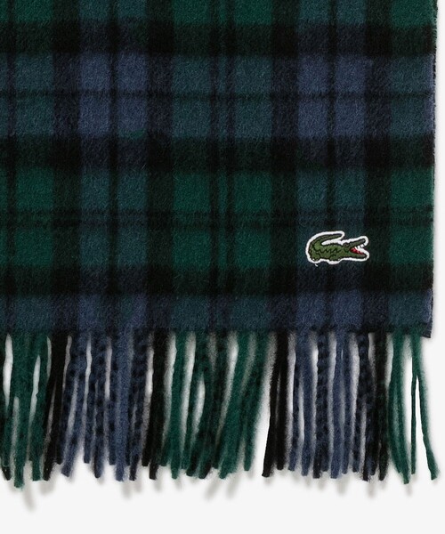 LACOSTE（ラコステ）の「メリノウールチェックマフラー（マフラー・メンズ・ネイビー/ブラック・FREE）」の5枚目の写真