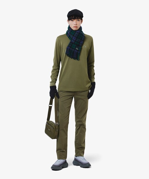 LACOSTE（ラコステ）の「メリノウールチェックマフラー（マフラー・メンズ・ネイビー/ブラック・FREE）」の7枚目の写真