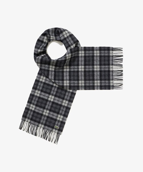 LACOSTE（ラコステ）の「メリノウールチェックマフラー（マフラー・メンズ・ネイビー/ブラック・FREE）」の8枚目の写真