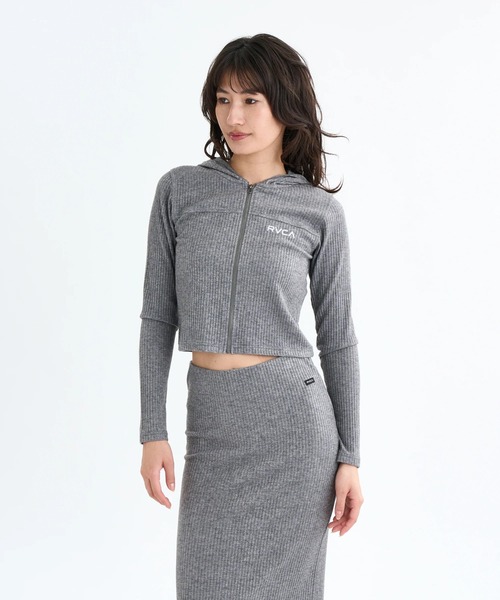RVCA（ルーカ）の「RVCA レディース SLIM ZIP HOODIE セーター 【2025年秋冬モデル】 @autumn/ルーカ自ップアップパーカー・フーディー（ニット/セーター・レディース・ブラック/マルチ/グレー系その他・SMALL/MEDIUM/LARGE）」の7枚目の写真