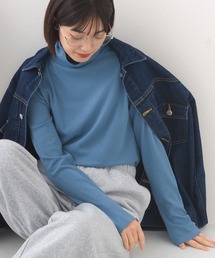 テレコタートルネック ロングスリーブ トップス