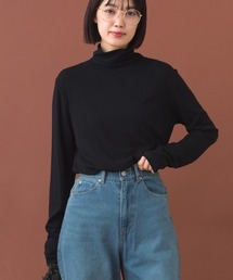 テレコタートルネック ロングスリーブ トップス