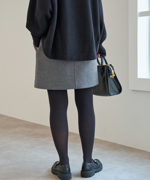 Spick & Span（スピックアンドスパン）の「《追加》メルトンAラインミニスカート（スカート・レディース・ベージュ/ブラック/チャコールグレー・36/38）」の10枚目の写真
