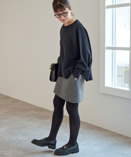 Spick & Span（スピックアンドスパン）の「《追加》メルトンAラインミニスカート（スカート・レディース・ベージュ/ブラック/チャコールグレー・36/38）」の9枚目の写真