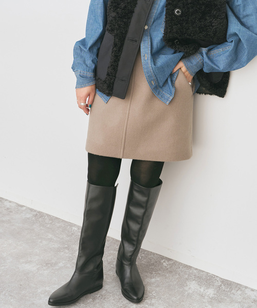 Spick & Span（スピックアンドスパン）の「《追加》メルトンAラインミニスカート（スカート・レディース・ベージュ/ブラック/チャコールグレー・36/38）」の16枚目の写真