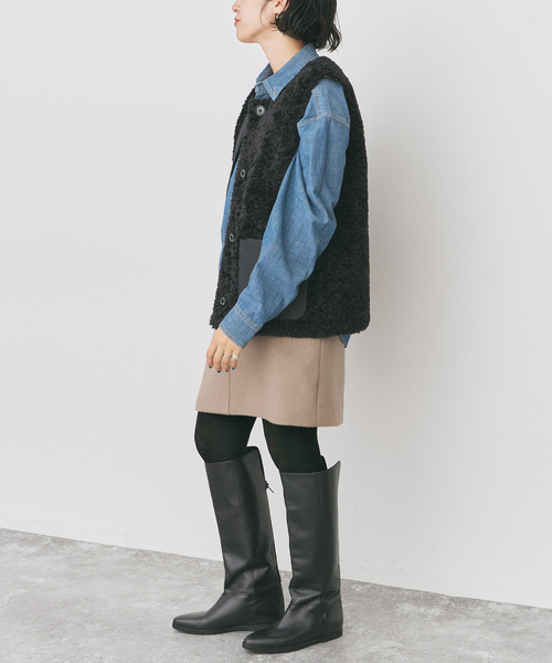 Spick & Span（スピックアンドスパン）の「《追加》メルトンAラインミニスカート（スカート・レディース・ベージュ/ブラック/チャコールグレー・36/38）」の19枚目の写真