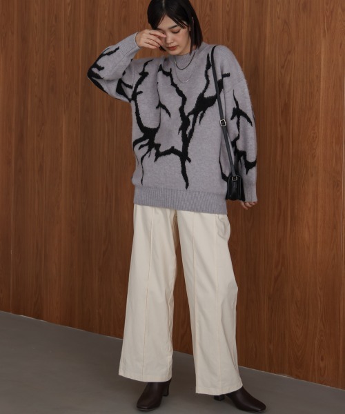 Bou Jeloud（ブージュルード）の「【38・40サイズ展開】HAKIYASE裏起毛ワイドパンツ（その他パンツ・レディース・インディゴブルー/ブラック/オフホワイト/ホワイト/ベージュ・38/40）」の7枚目の写真