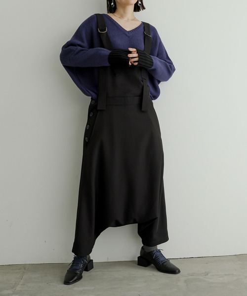 n'OrLABEL（ノアールレーベル）の「『サルエルサロペット』（サロペット/オーバーオール・レディース・チャコール/ブラック・1/2）」の2枚目の写真