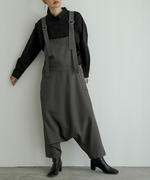 n'OrLABEL（ノアールレーベル）の「『サルエルサロペット』（サロペット/オーバーオール・レディース・チャコール/ブラック・1/2）」の3枚目の写真