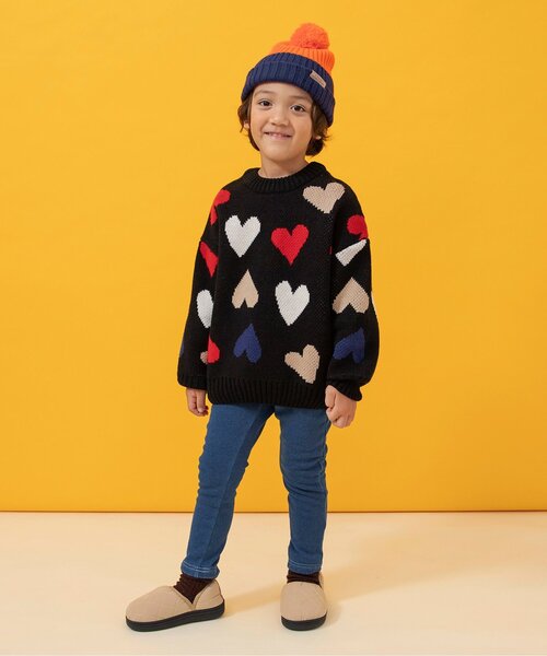 BREEZE（ブリーズ）の「ビッグ梵天ニット帽（ニットキャップ/ビーニー・キッズ・ライトグレー/ネイビー/レモンイエロー・50/54/58）」の11枚目の写真