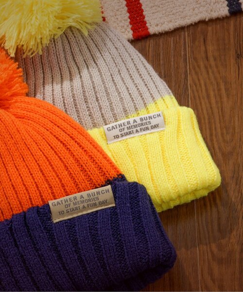 BREEZE（ブリーズ）の「ビッグ梵天ニット帽（ニットキャップ/ビーニー・キッズ・ライトグレー/ネイビー/レモンイエロー・50/54/58）」の14枚目の写真