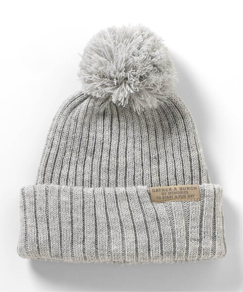 BREEZE（ブリーズ）の「ビッグ梵天ニット帽（ニットキャップ/ビーニー・キッズ・ライトグレー/ネイビー/レモンイエロー・50/54/58）」の17枚目の写真