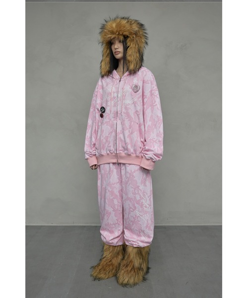 NIIER NOR(ニアノア)の「A'GEM/9 × .kom 『NIIER NOR/ニアノア』 BA CAMOUFLAGE HOOD ZIP-UP/カモフラージュデザイン ジップアップパーカー(パーカー・レディース・グレー/ピンク・FREE)」の9枚目の写真