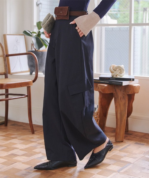 KOBE LETTUCE(コウベレタス)の「ミニポーチベルト付きカーゴカーブパンツ(カーゴパンツ・レディース・ブラック/ブラウン系/ネイビー・M)」の14枚目の写真