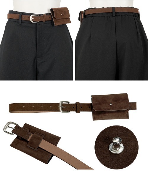 KOBE LETTUCE(コウベレタス)の「ミニポーチベルト付きカーゴカーブパンツ(カーゴパンツ・レディース・ブラック/ブラウン系/ネイビー・M)」の7枚目の写真