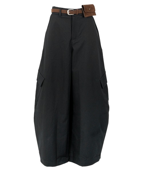 KOBE LETTUCE(コウベレタス)の「ミニポーチベルト付きカーゴカーブパンツ(カーゴパンツ・レディース・ブラック/ブラウン系/ネイビー・M)」の11枚目の写真