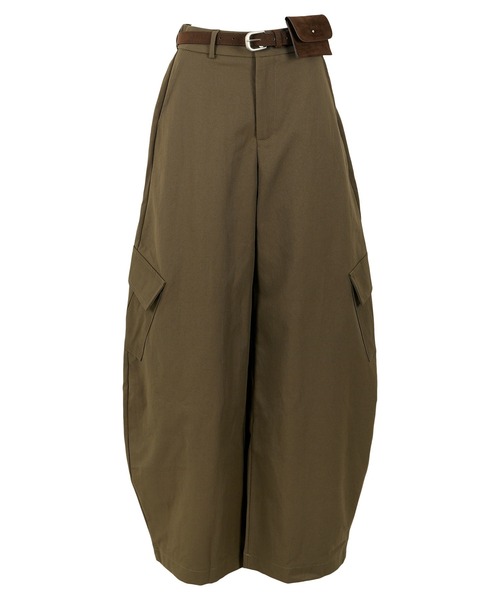 KOBE LETTUCE(コウベレタス)の「ミニポーチベルト付きカーゴカーブパンツ(カーゴパンツ・レディース・ブラック/ブラウン系/ネイビー・M)」の4枚目の写真