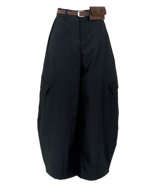 KOBE LETTUCE(コウベレタス)の「ミニポーチベルト付きカーゴカーブパンツ(カーゴパンツ・レディース・ブラック/ブラウン系/ネイビー・M)」の5枚目の写真