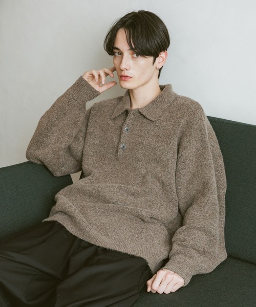 RAGEBLUE（レイジブルー）の「Relax Fit WOOLY Knit Polo リラックスフィット ウーリーニットポロ（ポロシャツ・メンズ・レッド/グレー/ブラウン/ブラック/ベージュ・LARGE/MEDIUM/SMALL）」の4枚目の写真