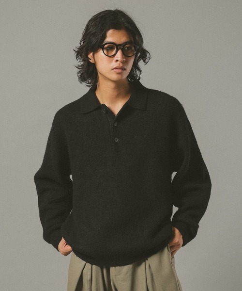 セール】Relax Fit WOOLY Knit Polo リラックスフィット ウーリー